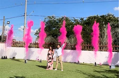 01 Lança Papel Picado Pó Rosa 01 Unidade Chá Revelação