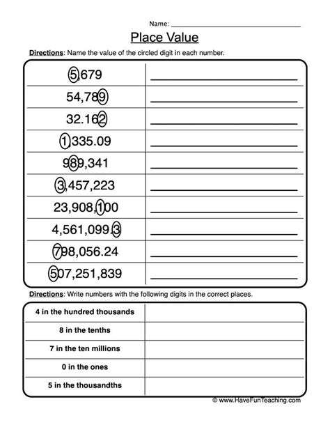 Writing Place Value Worksheets Worksheetscity