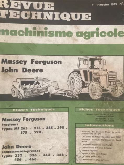 Revue Technique Tracteur Massey Ferguson Mf Mf Mf Mf