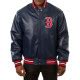 Boston Red Sox Varsity Navy Blue Leather Jacket Extreme Leather