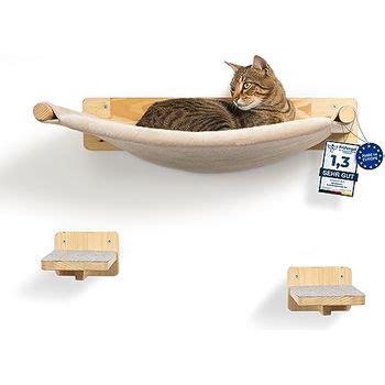 WOOWOOD Kletterwand Katzen Inkl 2X Katzentreppe Wand Extra Stabil I