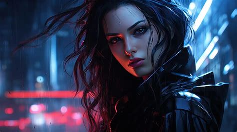 Premium Photo | Women fantasy beautiful cyberpunk background wallpaper ...