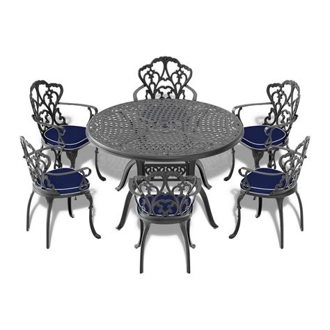 Runesay 7 Piece Set Of Cast Aluminum Patio Outdoor Dining Set With