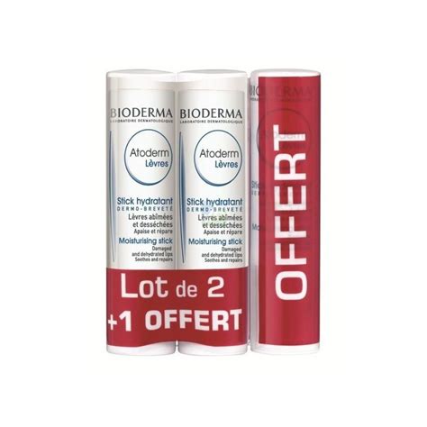 Bioderma atoderm stick lèvres 3 sticks x4g