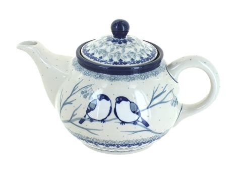 Blue Rose Polish Pottery Bluebird Small Teapot