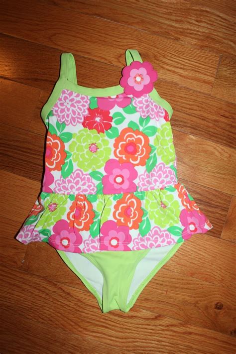 Nwt Gymboree Tropi Cutie Size T Green Pink Flower Skirted One Piece