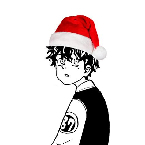 a drawing of a boy wearing a santa hat