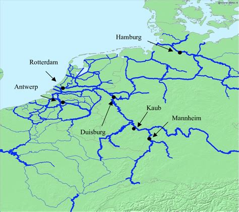 Location Of Kaub In The West European Waterway Network Download