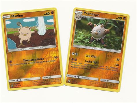 Pokemon Rare Primeape And Mankey 2 Evolution Crimson Invasion Rev Holo