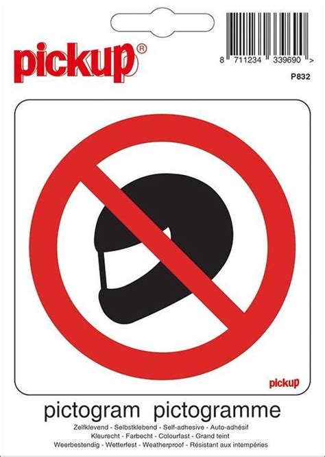 Pickup Pictogram 10x10 Cm Helm Dragen Verboden Bol