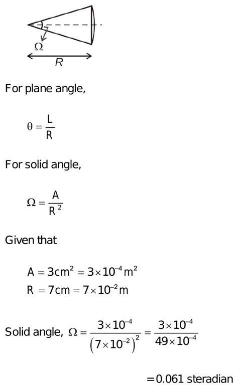 The Solid Angle Subtended A Spherical Section Of An Area 3cm 2 At The