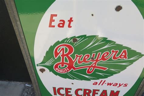 Rare Breyers Ice Cream Usa Double Sided Standing Advertising Enamel Sign