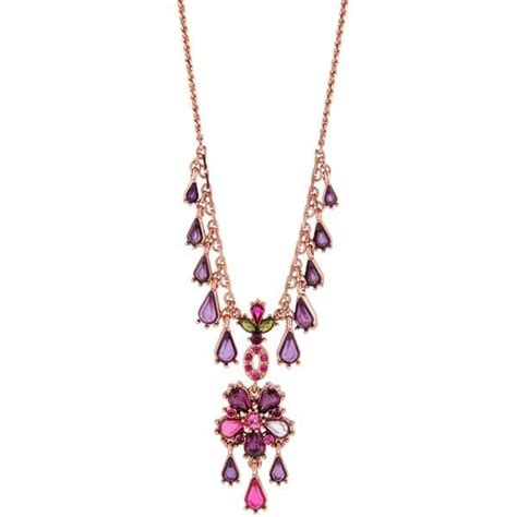 Antiquities Couture Rose Purple Pink And Green Multidrop Pendant Neckl