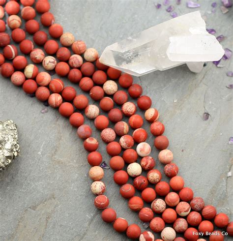 Frosted Red Jasper Beads Matte Jasper Beads Jasper Mm Red