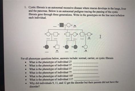 Solved 1 Cystic Fibrosis Is An Autosomal Recessive Disease Chegg