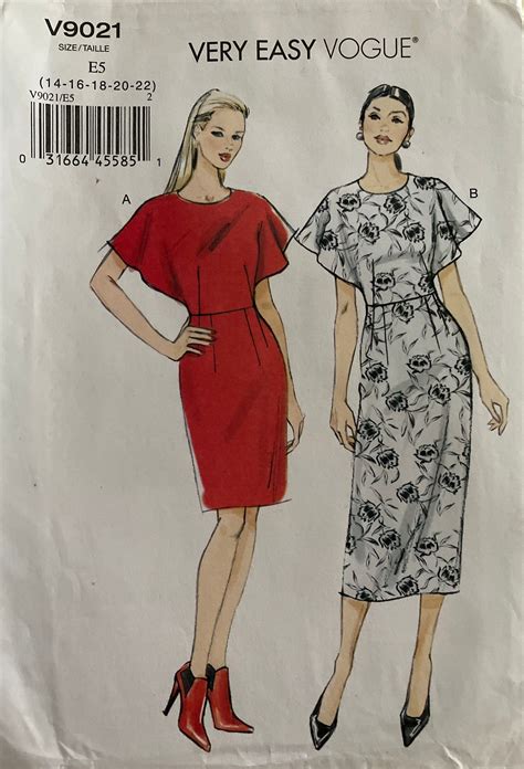 Easy Fit And Flare Dress With Extended Shoulder Vogue V 9021 Etsy Australia