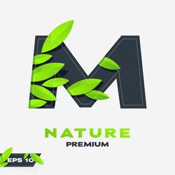 Letter M Alphabet Of Green Leaves Vector Images Over