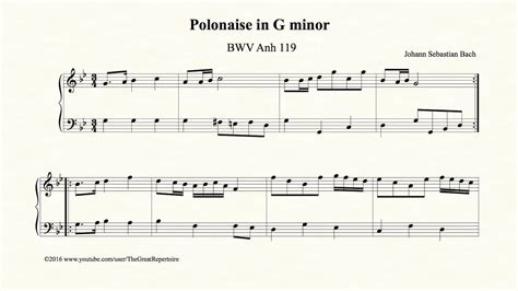 Bach Polonaise In G Minor BWV Anh 119 G Minor Bach Sheet Music