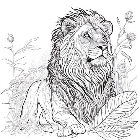 Lion Coloring Book Page Instant Download Etsy