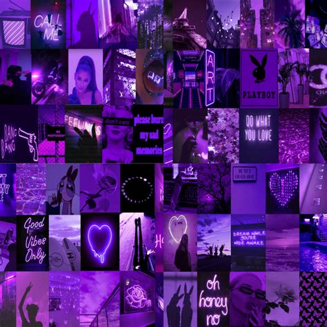 Purple Wall Collage Kit, Baddie Aesthetic, Purple Room Decor, Grunge ...