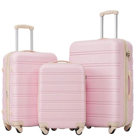 Merax Light Pink Piece Expandable Abs Hardside Spinner Luggage Set