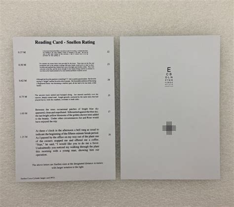 Reading Card Snellen Rating Opticalorigin Professional Optometric And Ophthalmic Products