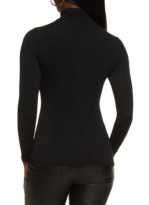 Solid Long Sleeve Turtleneck Top