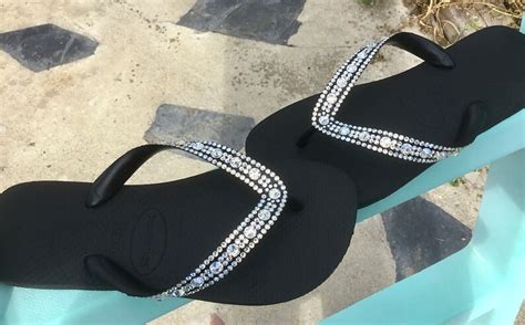 White Wedding Flip Flops W Swarovski Crystal Moonlight Ivory Etsy