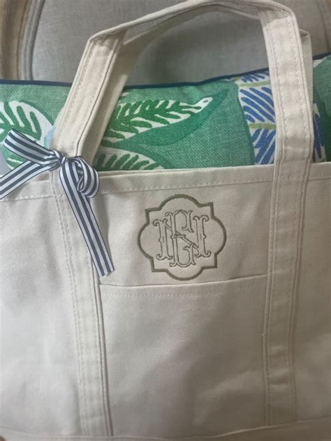 Monogrammed Medium Tote Bag Personalized Canvas Boat Tote Etsy