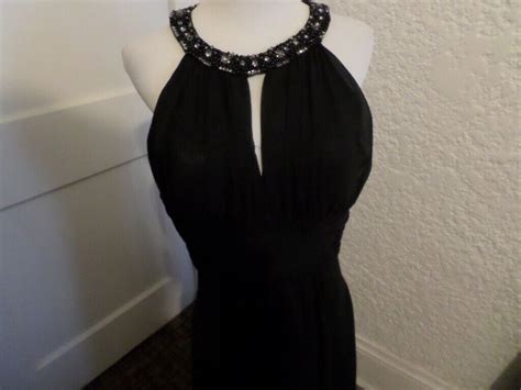 Eliza J Embellished Keyhole Neck Chiffon Gown Size 10 Gem