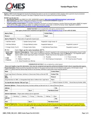 Fillable Online Clo Ok Vendor Payee Form Forms Used To Register