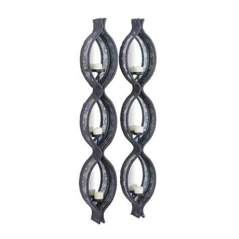 Litton Lane Eclectic Ellipse Shaped Black Mesh Metal Wall Sconces With