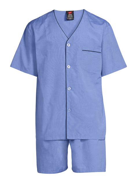 Hanes Mens And Big Mens Short Sleeve Top And Shorts Woven Pajama Set