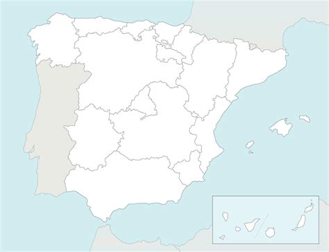 Vector Blank Map Of Spain With Regions And Territories And