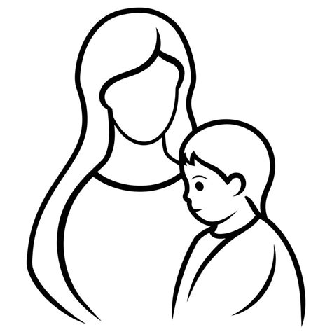 Beautiful mother silhouette with baby. Liner logo illustration on white ...