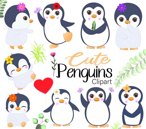 Baby Penguin Svg Bundle Penguin Digital Clip Art Set Cute Penguin