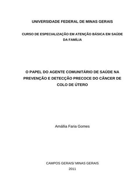 PDF O PAPEL DO AGENTE COMUNITÁRIO DE SAÚDE NA uterino pelo toque