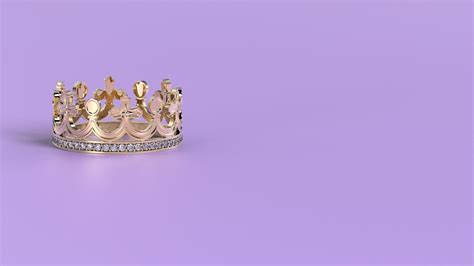 Beautiful Crown King Color Background Wallpaper Gold Gem 3d Render