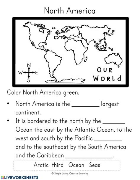 North And South America Worksheet Map Worksheets Worksheets South