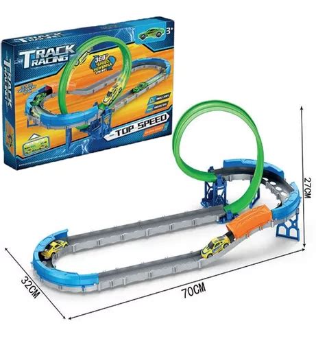 Pista Carrinho 360 Lançador Duplo Looping Tipo Hotwheels Nfe Frete grátis