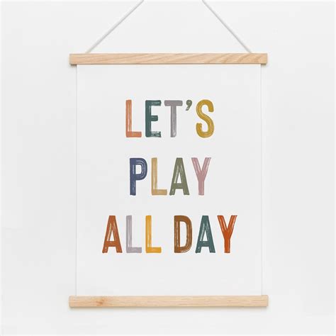 Lets Play All Day Poster Modern Neutral Kids Decor Boho