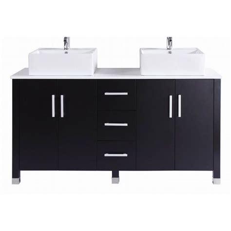 This 60 Modern Espresso Double Vessel Sink Bathroom Vanity With Stone