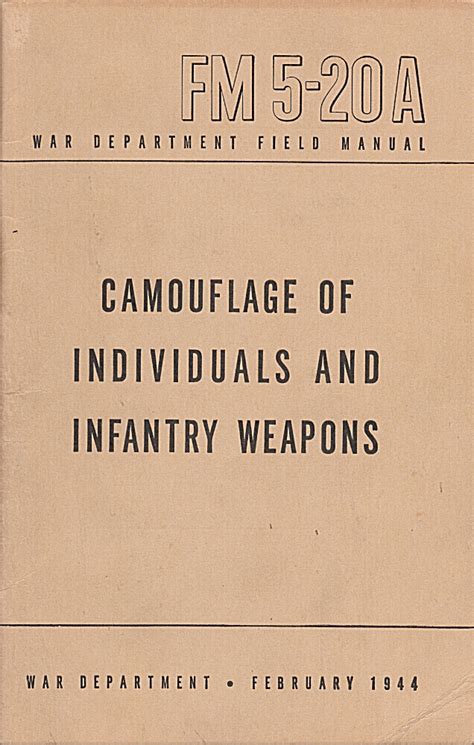 War Department Field Manual Fm 5 20a Camouflage Of Individuals And