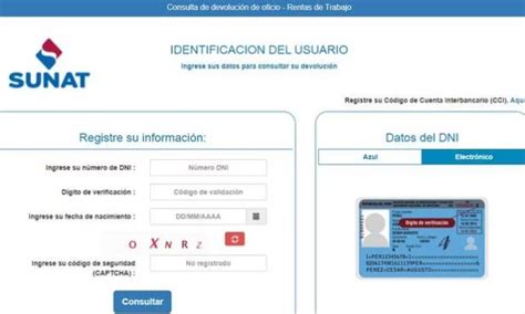 Sunat Consulta con el DNI si le corresponde la devolución de oficio