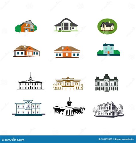 Ejemplo De Los Iconos De Los Logotipos De Las Cabañas De Las Casas De