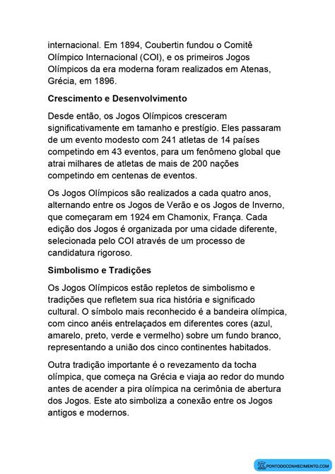 Atividades De Interpreta O De Texto Sobre As Olimp Adas Ponto Do