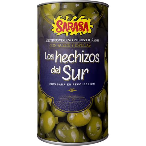 Los hechizos del Sur aceitunas verdes con hueso aliñadas con aceite y