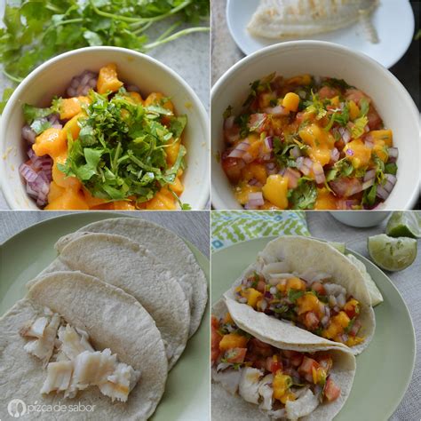 Tacos De Pescado Con Salsa De Mango Pico De Gallo De Mango Pizca De