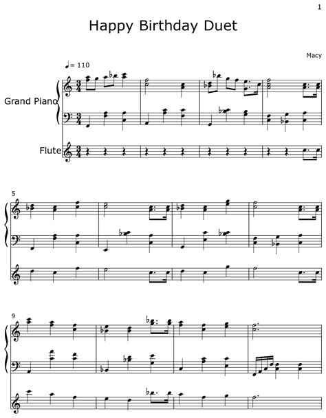 Happy Birthday Duet Sheet Music For Piano Flute