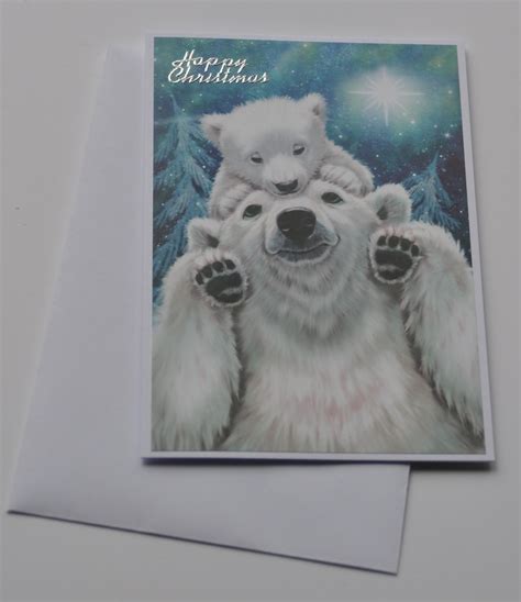 Handmade Christmas Card Polar Bears Happy Christmas